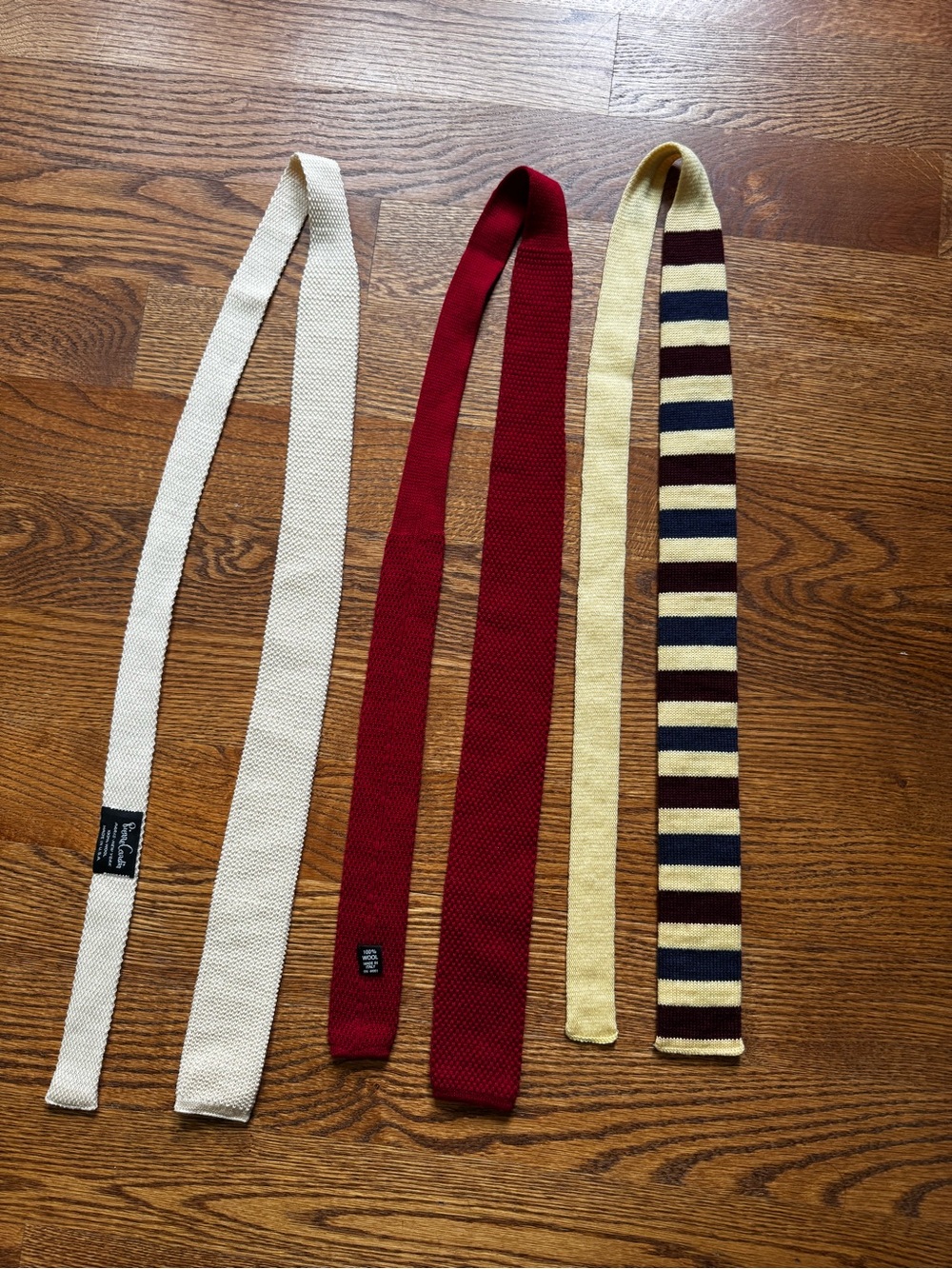 Vintage Knit Tie Lot of 3 Square End | Pierre Cardin Roosternit Wool